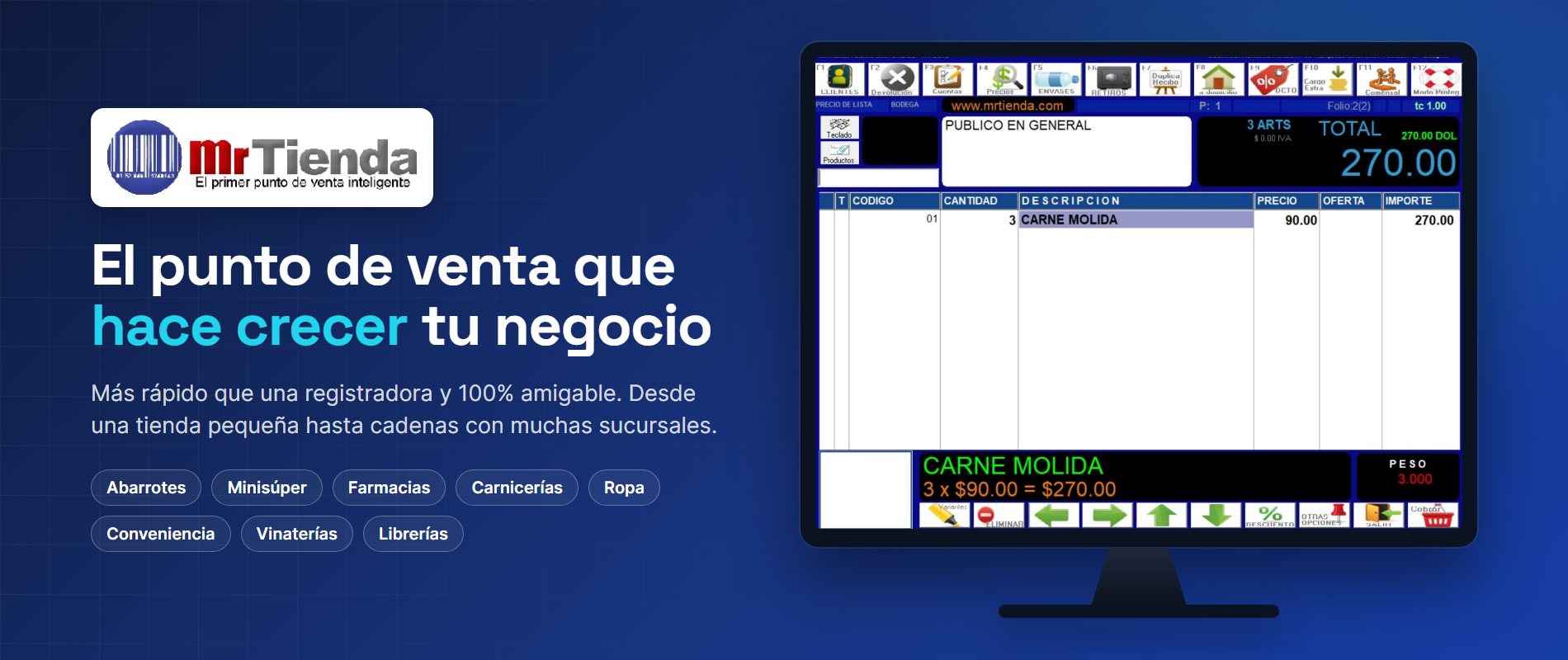 Mr. Tienda®, el punto de venta que hace crecer tu negocio: más rápido que una registradora, para abarrotes, minisúper, farmacias, carnicerías y más