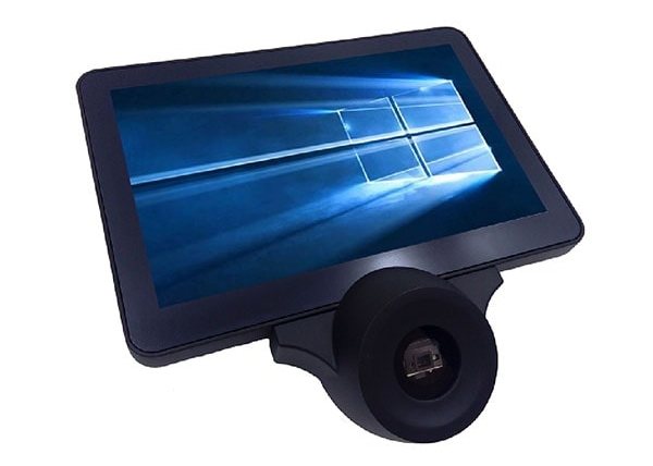 Verificador de precios de pared con pantalla táctil y escáner